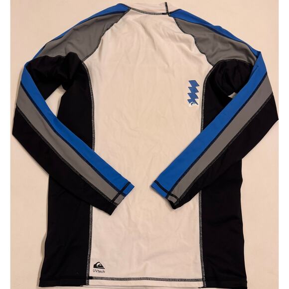 Quiksilver Men's Long Sleeve Rash Guard Blue/White Sz XXL UVTech - Picture 4 of 5